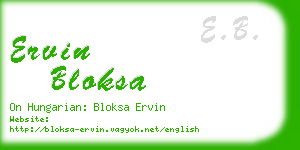 ervin bloksa business card